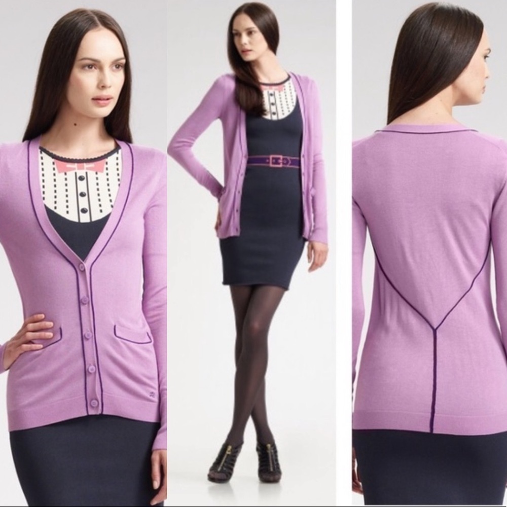 Z Spoke by Zac Posen XS Beige V-Neck Long Cardigan